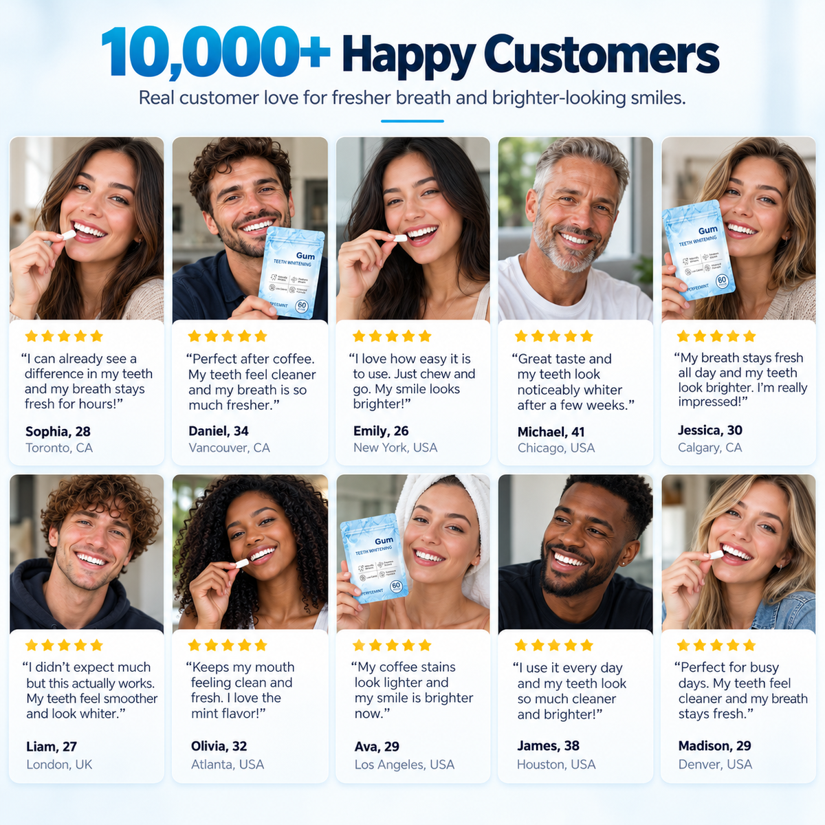 SmileRevive™ | Nano-Hydroxyapatite Whitening & Enamel Care Gum – 60 Pieces