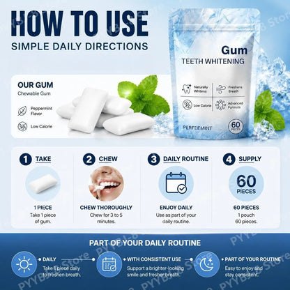 SmileRevive™ | Nano-Hydroxyapatite Whitening & Enamel Care Gum – 60 Pieces